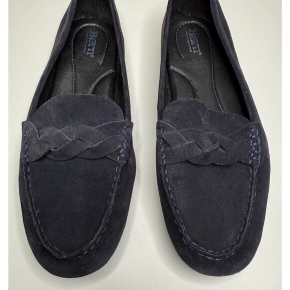Born Kasa Driving Loafers Womens 11 M Navy Blue Suede Slip On Moccasin Flats - Picture 7 of 11